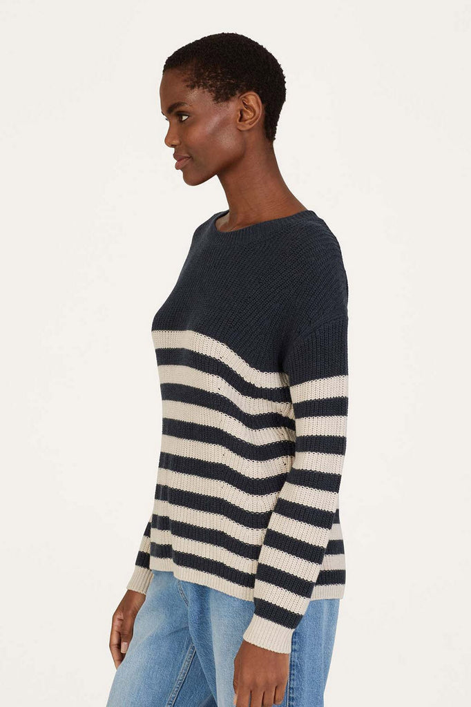Thought Gianna Organic Cotton Striped Jumper - Navy