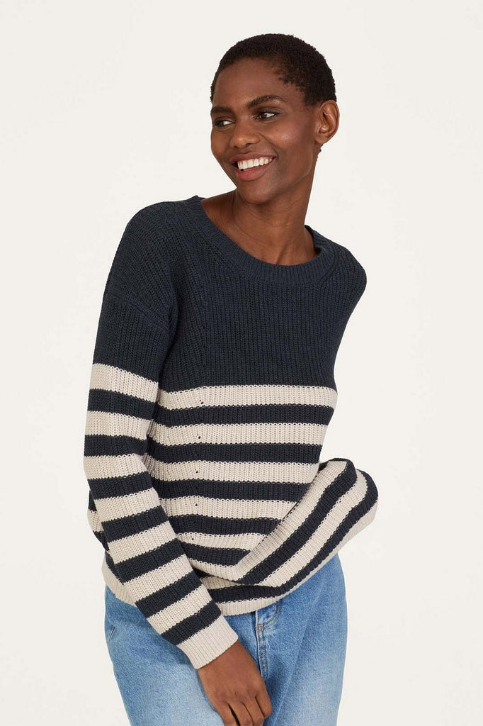 Thought Gianna Organic Cotton Striped Jumper - Navy