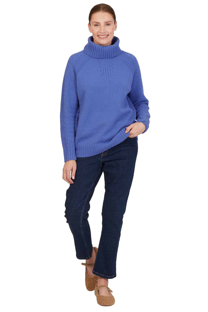 Thought Hailie Lambswool Funnel Neck Jumper - Periwinkle Blue