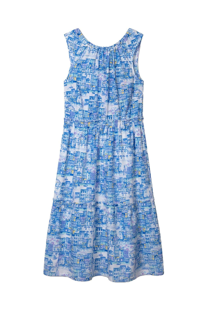 Thought Imogen Organic Cotton Toile De Jouy Dress - Azure Blue