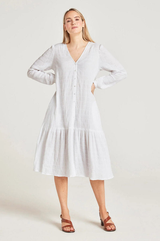Thought Laelia Organic Cotton Cheesecloth Midi Dress - White