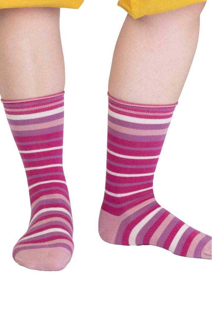 Thought Lucia Bamboo Stripe Socks - Raspberry Pink SPW835_PNK_4-7