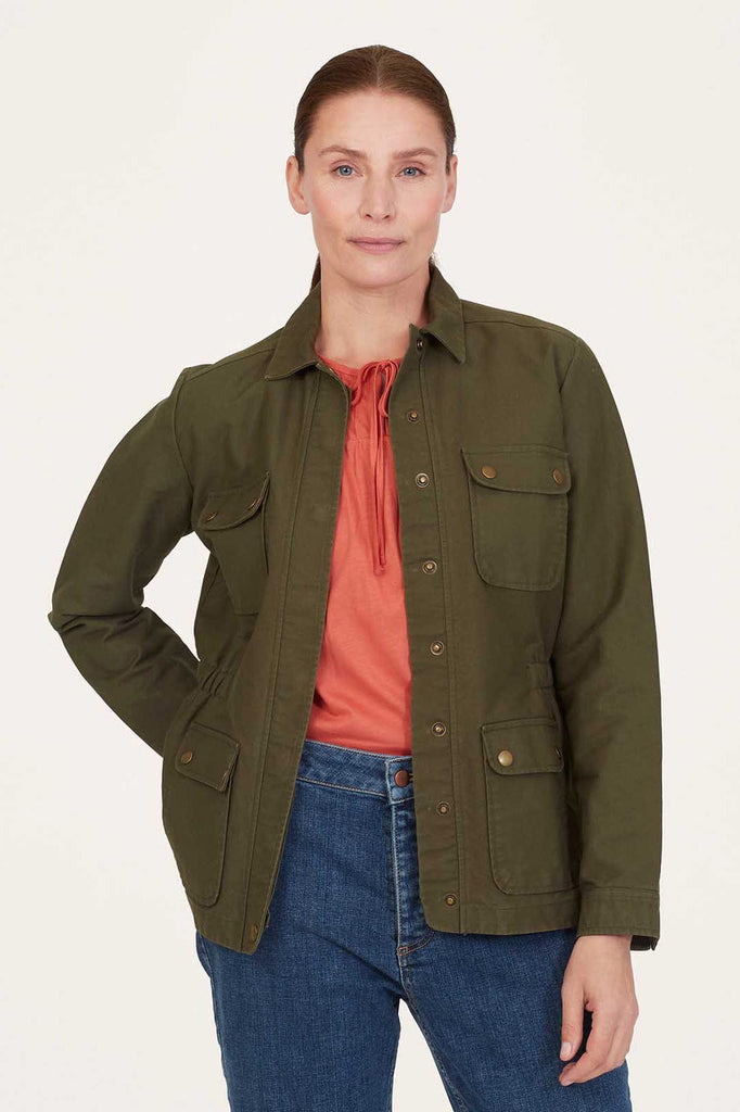 Thought Maina Organic Cotton Twill Jacket - Cargo Green