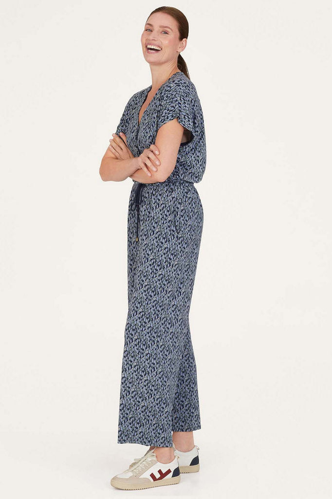 Thought Marlee EcoVero Printed Wrap Jumpsuit - Navy
