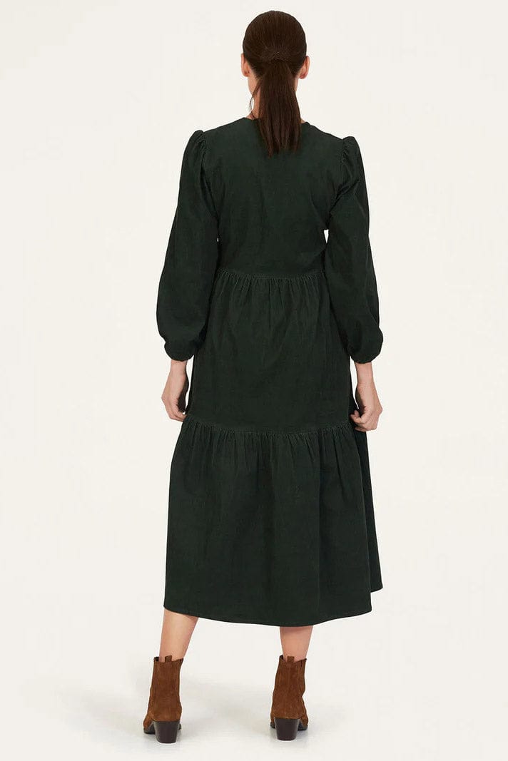 Thought Milou Organic Cotton Corduroy Wrap Dress - Forest Green