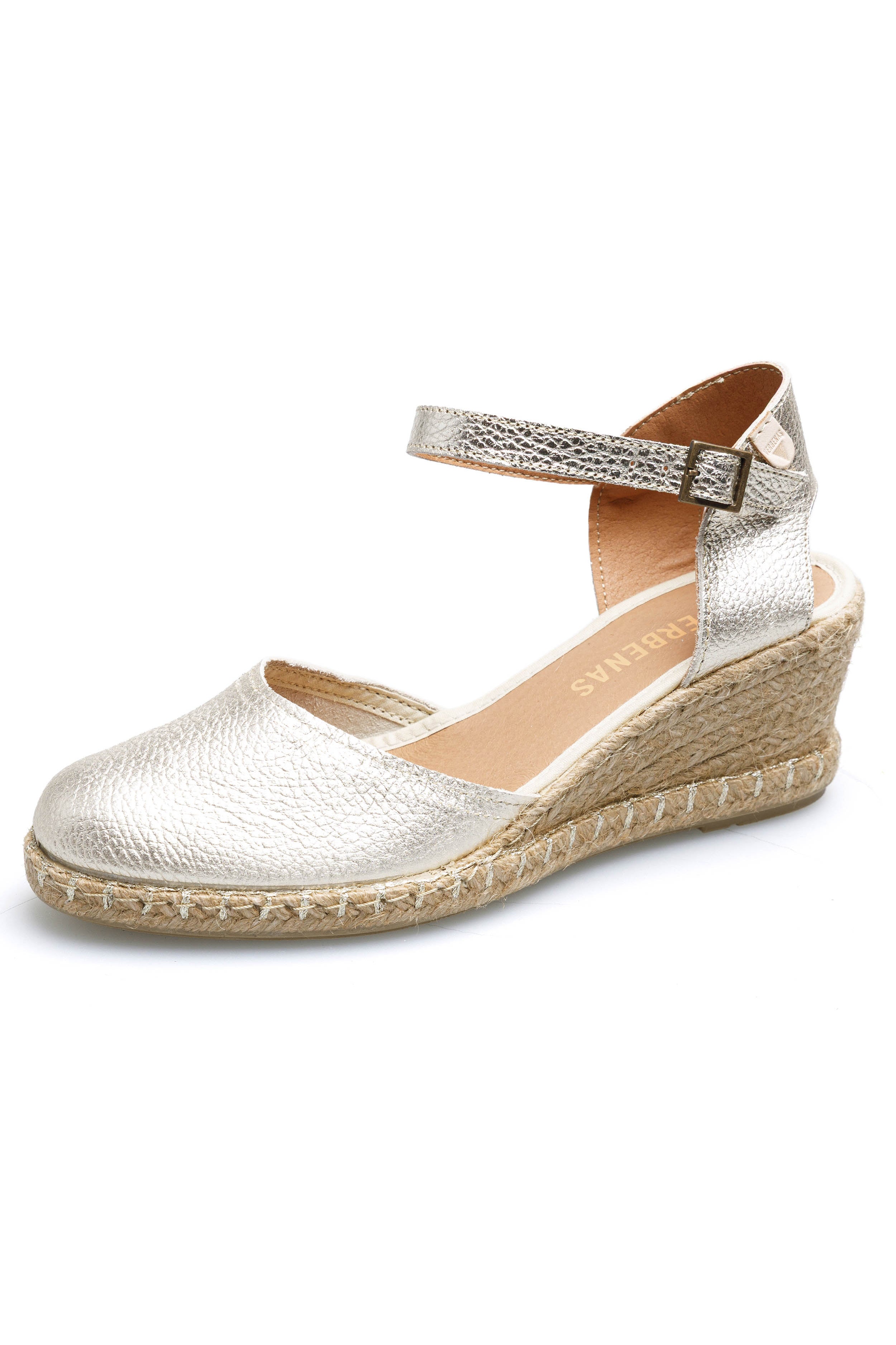 Verbenas Malena Metallic Espadrille Wedges - Oro