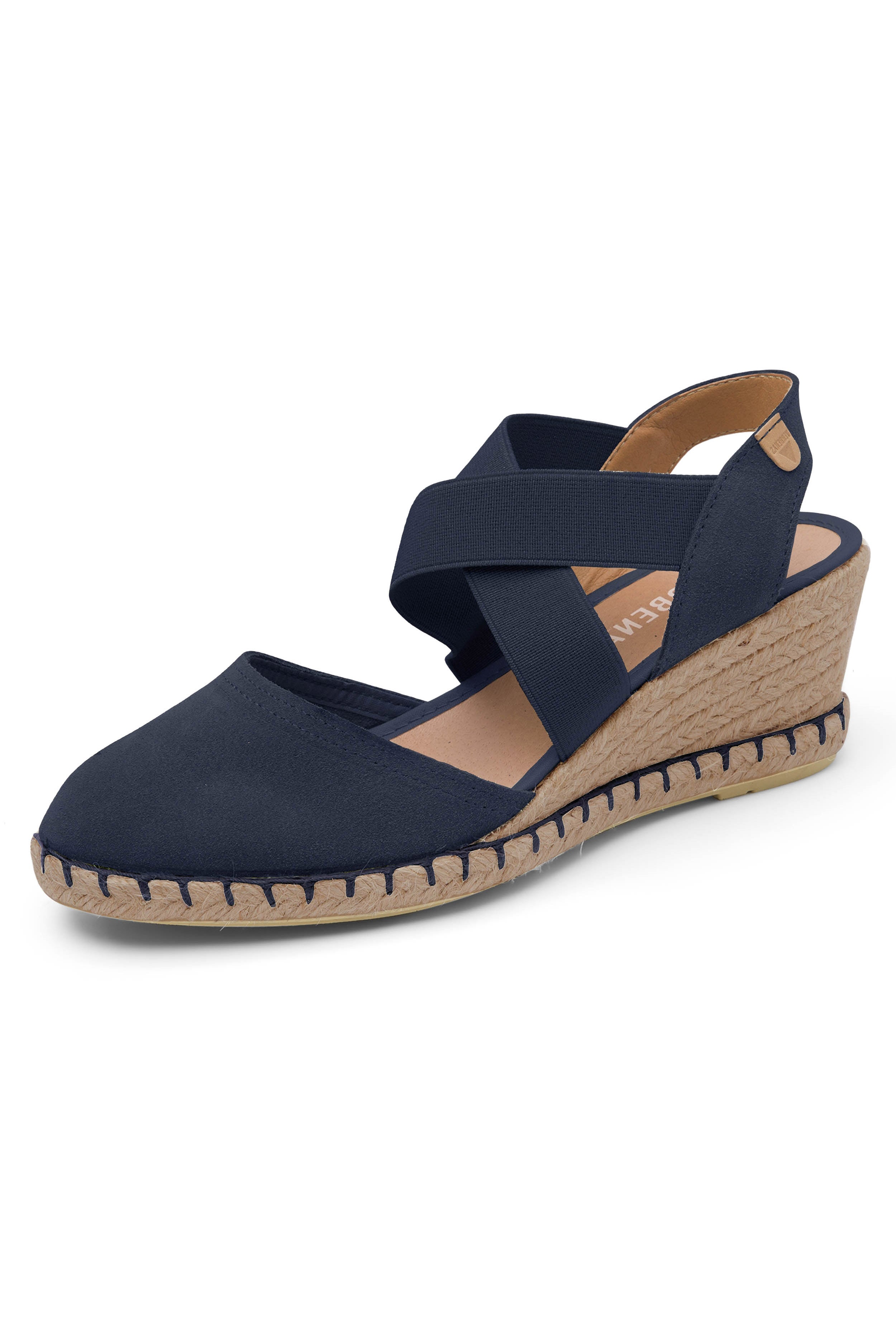 Verbenas Mila Suede Espadrille Wedges - Marino
