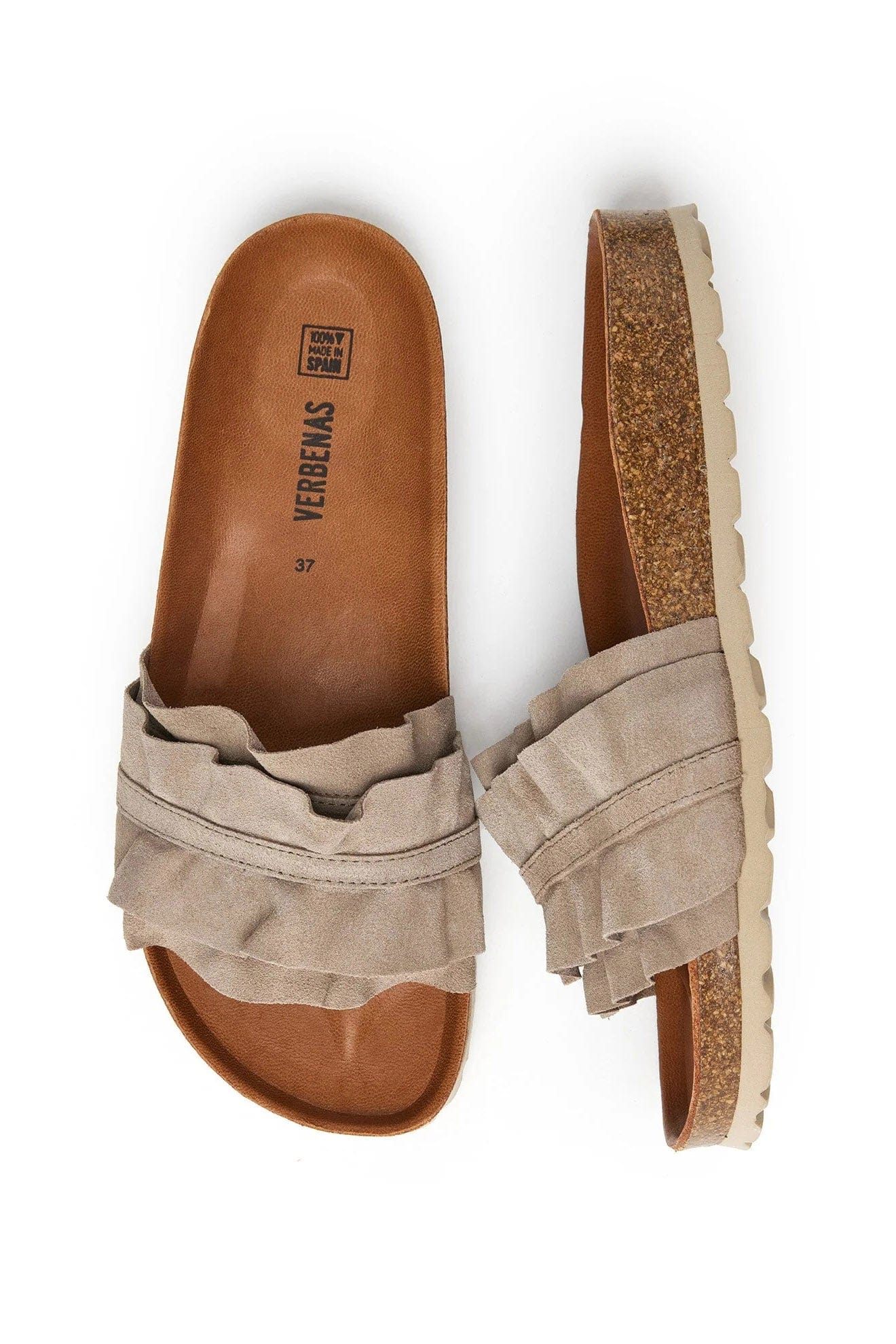 Verbenas Rocio Serraje Volante Suede Leather Sandals - Iris