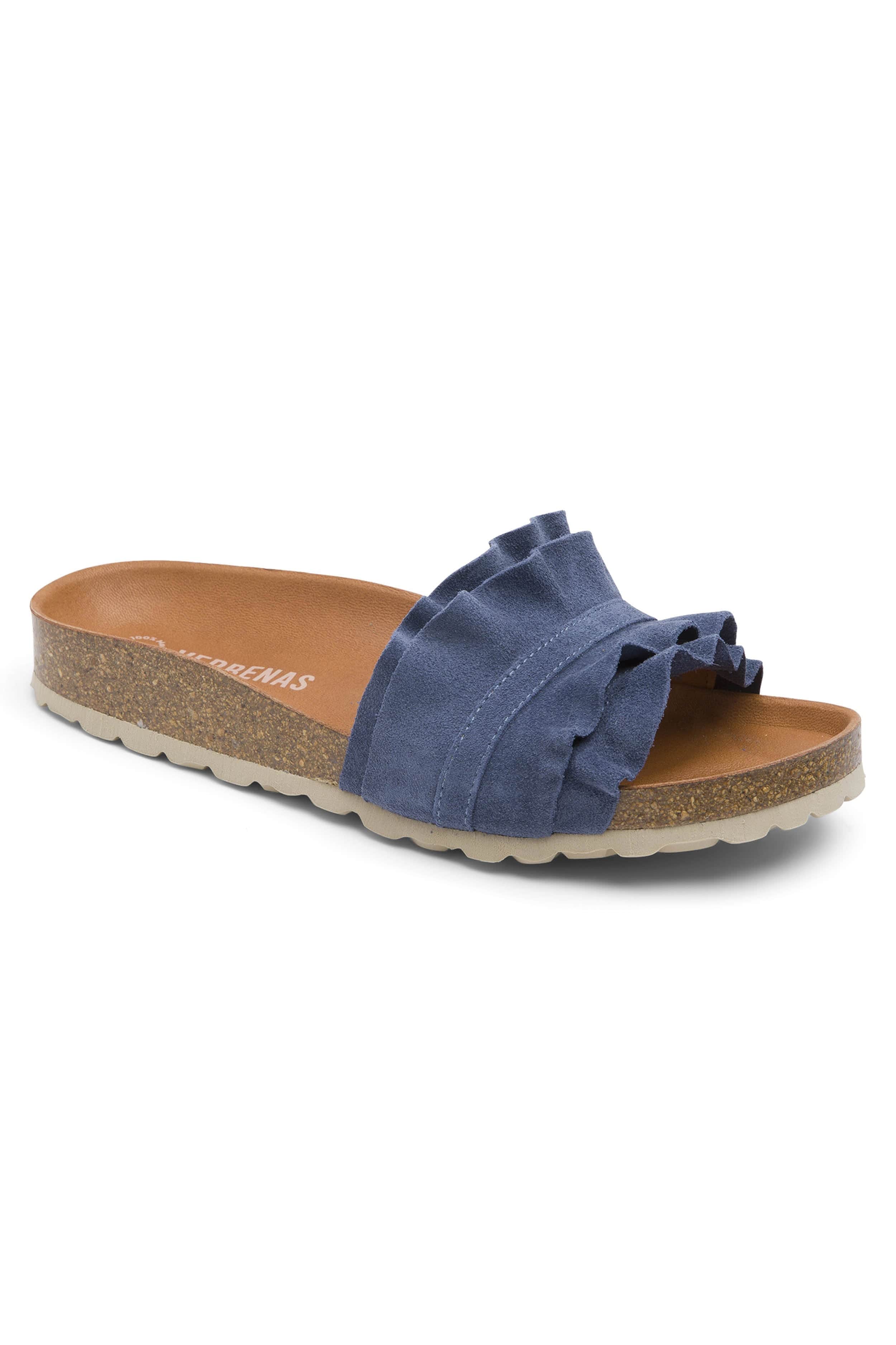 Verbenas Rocio Serraje Volante Suede Leather Sandals - Piedra