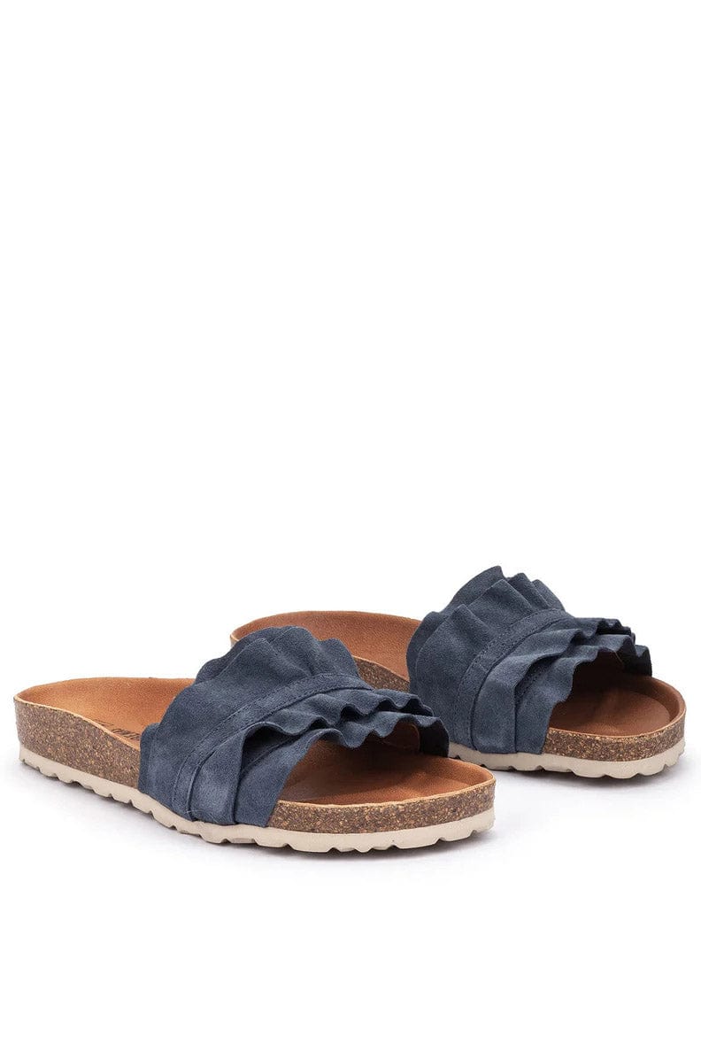 Verbenas Rocio Serraje Volante Suede Leather Sandals - Piedra