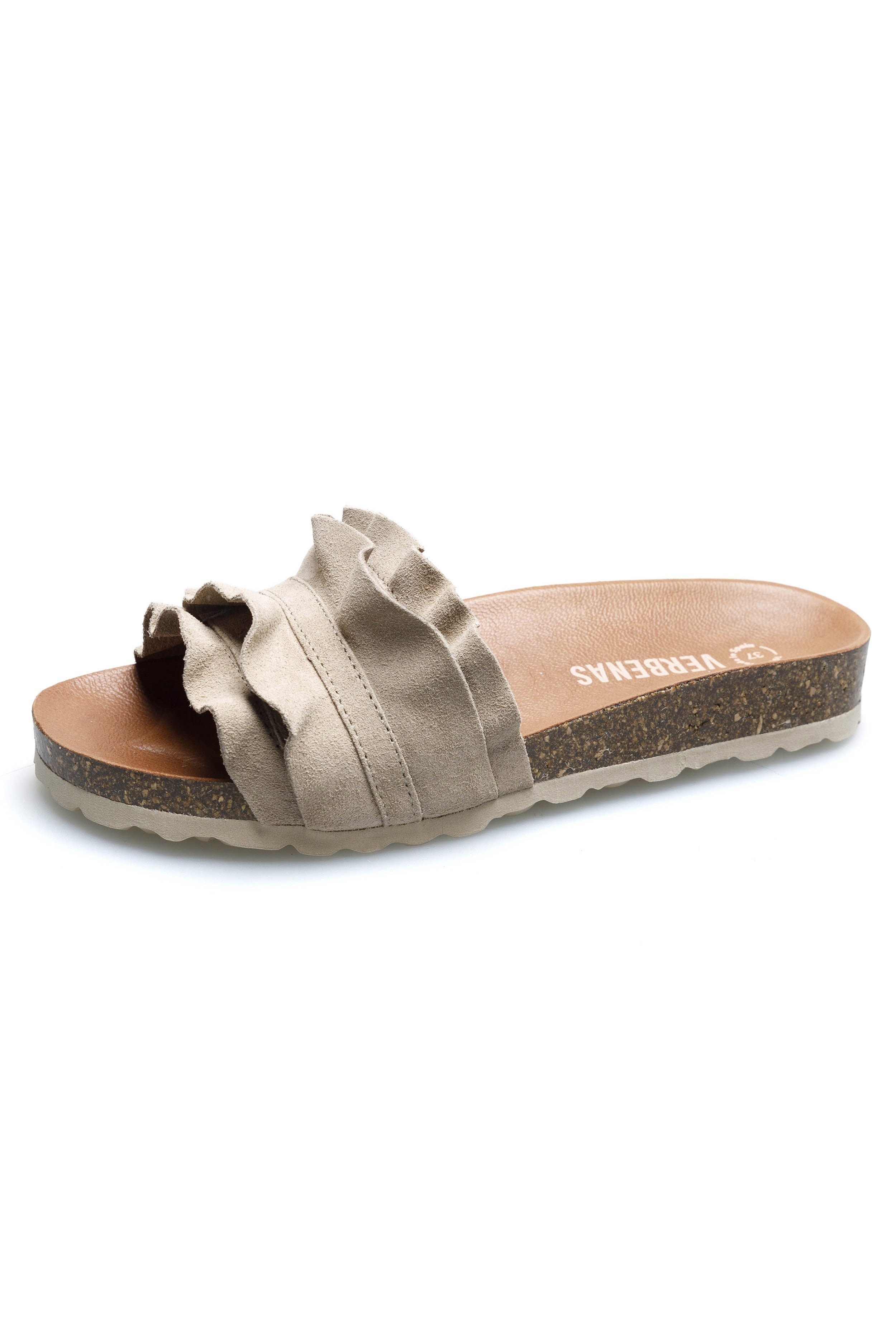 Verbenas Rocio Suede Sandals - Piedra
