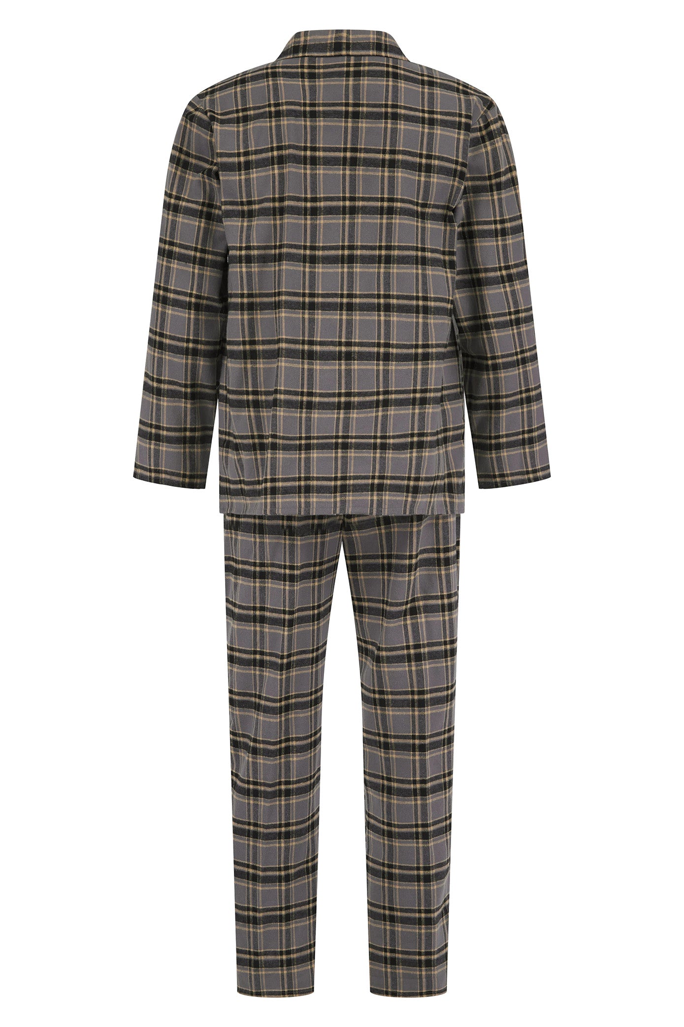 Walker Reid Brushed Cotton Check Pyjama Set - Grey/Beige