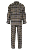 Walker Reid Brushed Cotton Check Pyjama Set - Grey/Beige