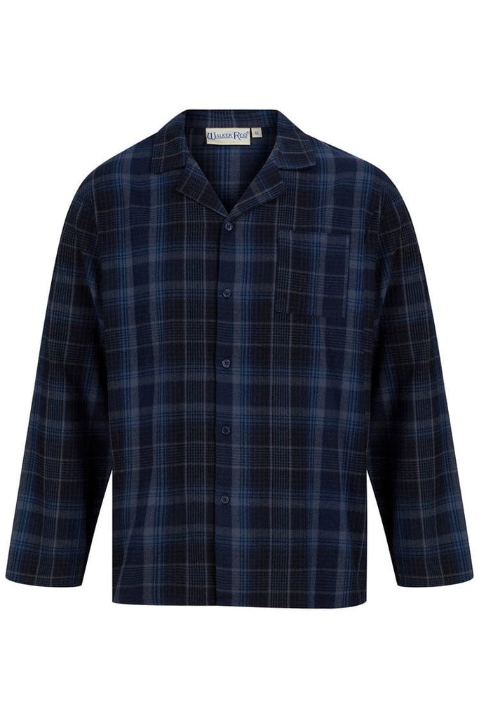 Walker Reid Brushed Cotton Long Sleeve Pyjama Set - Navy/Blue