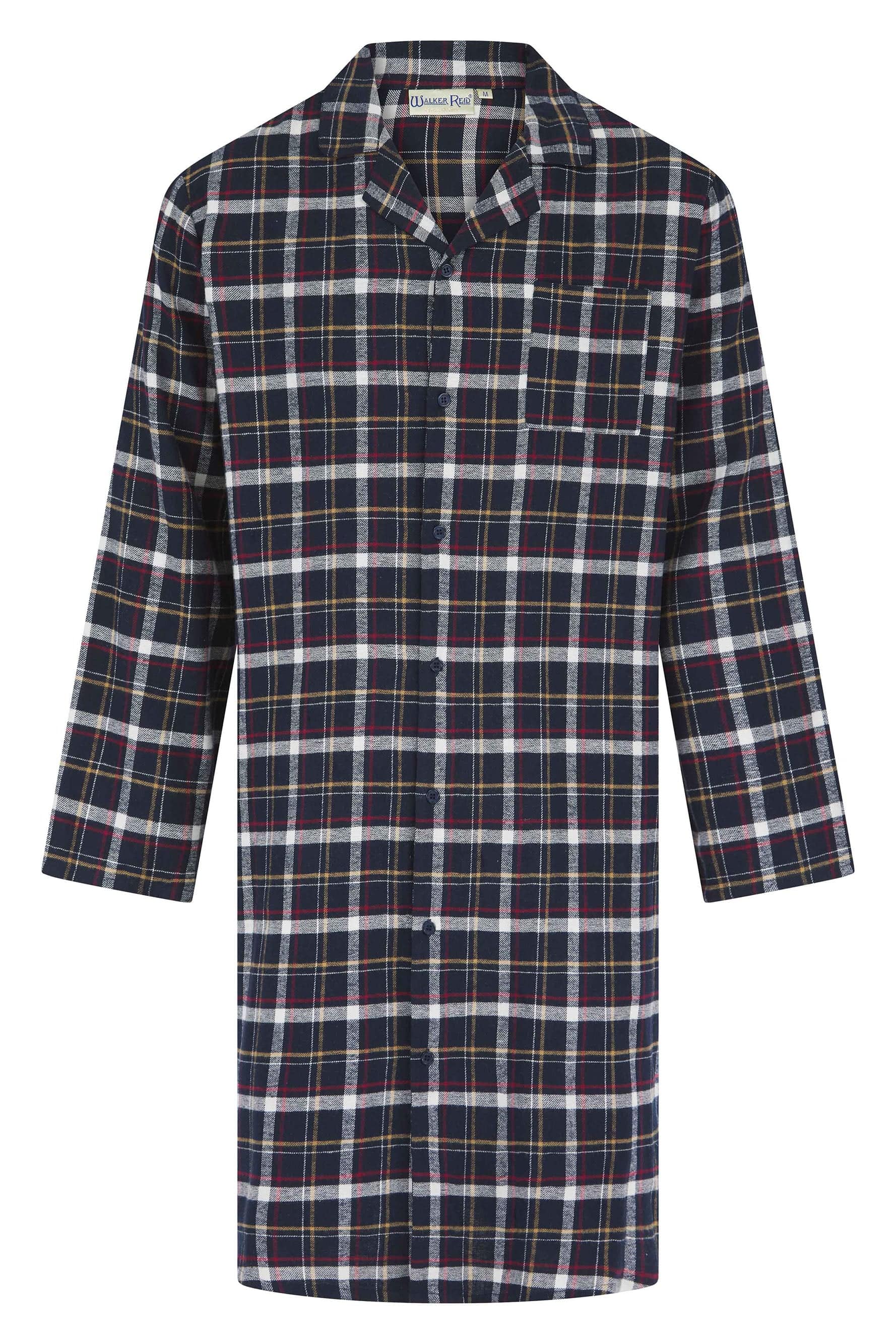 Walker Reid Check Brushed Cotton 42 Inch Nightshirt - Navy