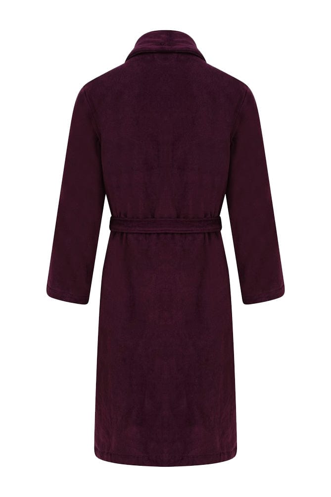 Walker Reid Luxury Cotton Velour Dressing Gown - Burgundy