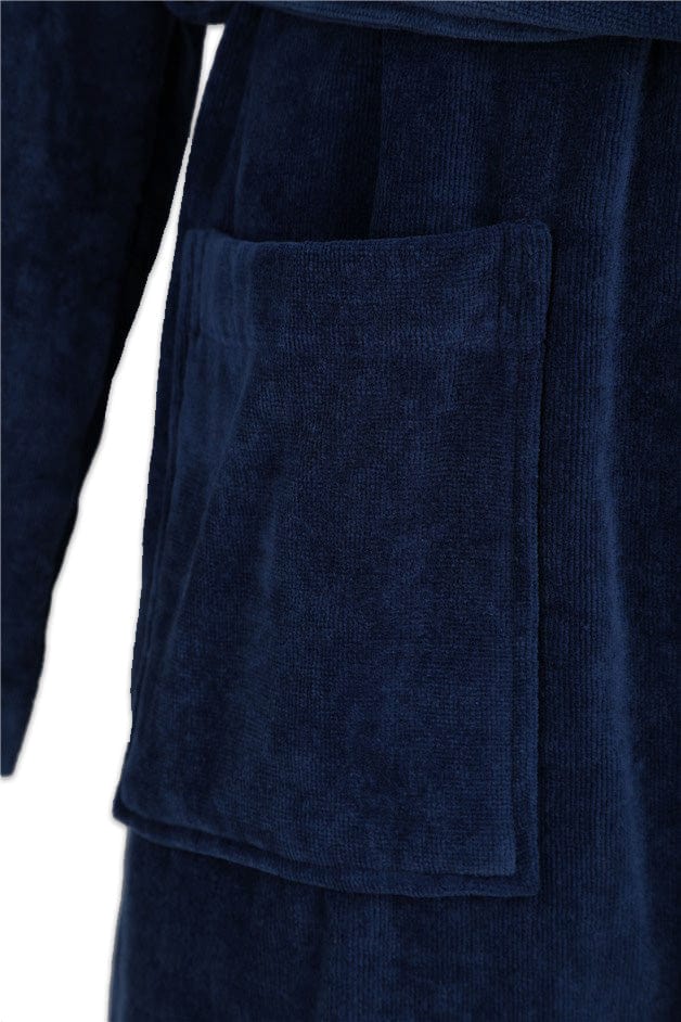 Walker Reid Luxury Cotton Velour Dressing Gown - Navy