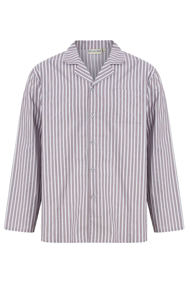 Stripe Long Sleeve Pyjama Set - Grey/Red - M