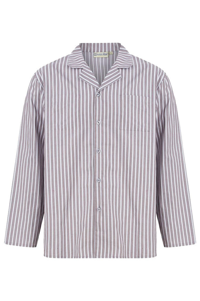 Walker Reid Stripe Long Sleeve Pyjama Set - Grey/Red