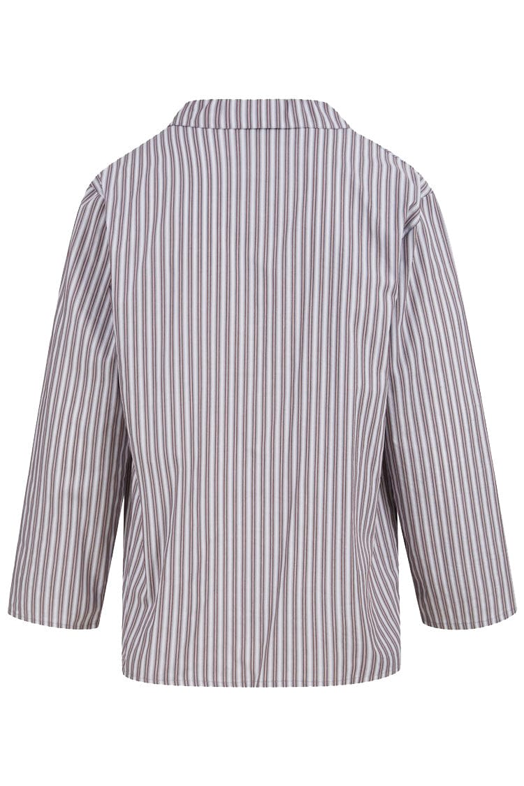 Walker Reid Stripe Long Sleeve Pyjama Set - Grey/Red