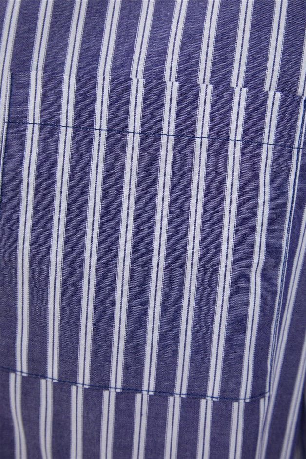 Walker Reid Stripe Long Sleeve Pyjama Set - Navy/White