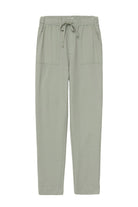 Yerse Amelie Cotton Elastic Waist Trousers - Greyish Green