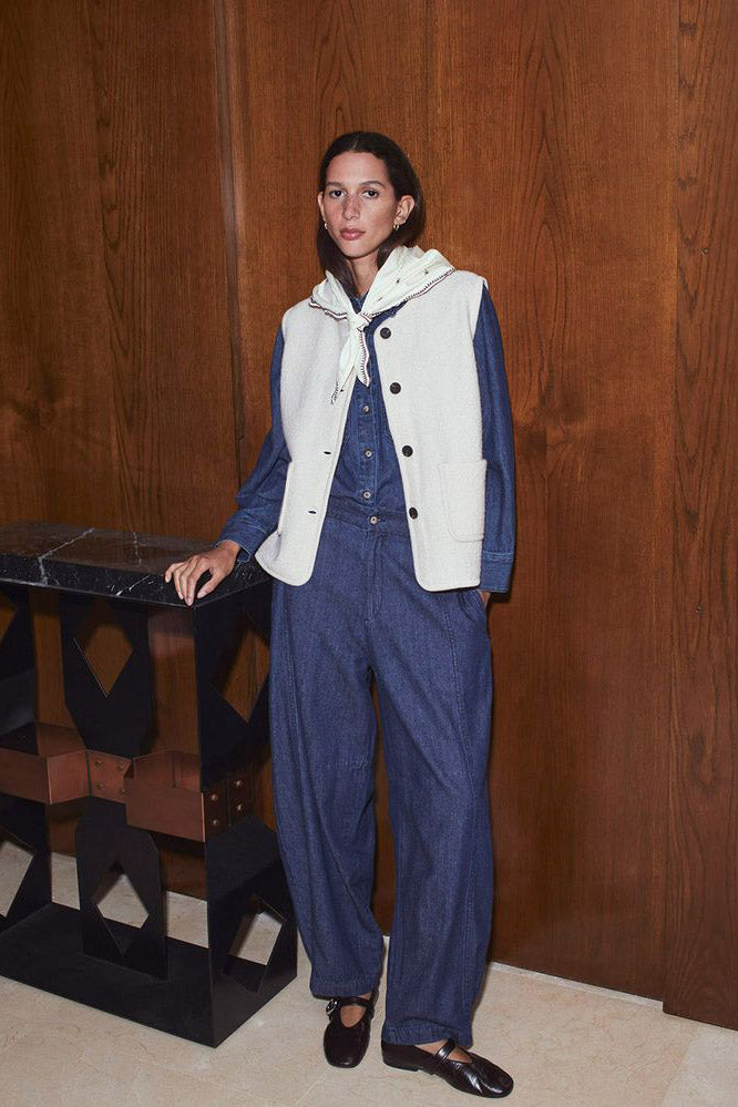 Yerse Boiled Wool Blend Vest - Ecru