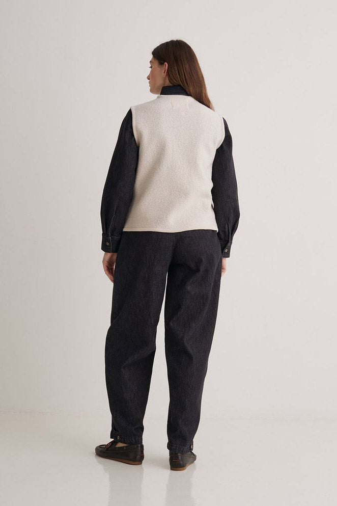 Yerse Boiled Wool Blend Vest - Ecru