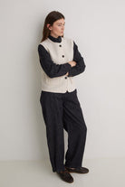 Yerse Boiled Wool Blend Vest - Ecru