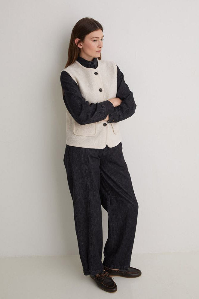 Yerse Boiled Wool Blend Vest - Ecru