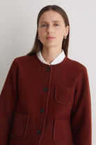 Yerse Boiled Wool Short Jacket - Rust