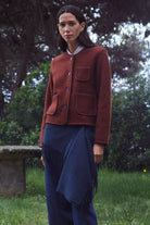 Yerse Boiled Wool Short Jacket - Rust