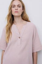 Yerse Camelia Cotton Gauze Dress - Pale Pink