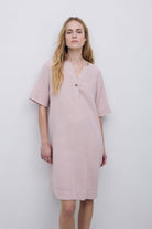 Yerse Camelia Cotton Gauze Dress - Pale Pink