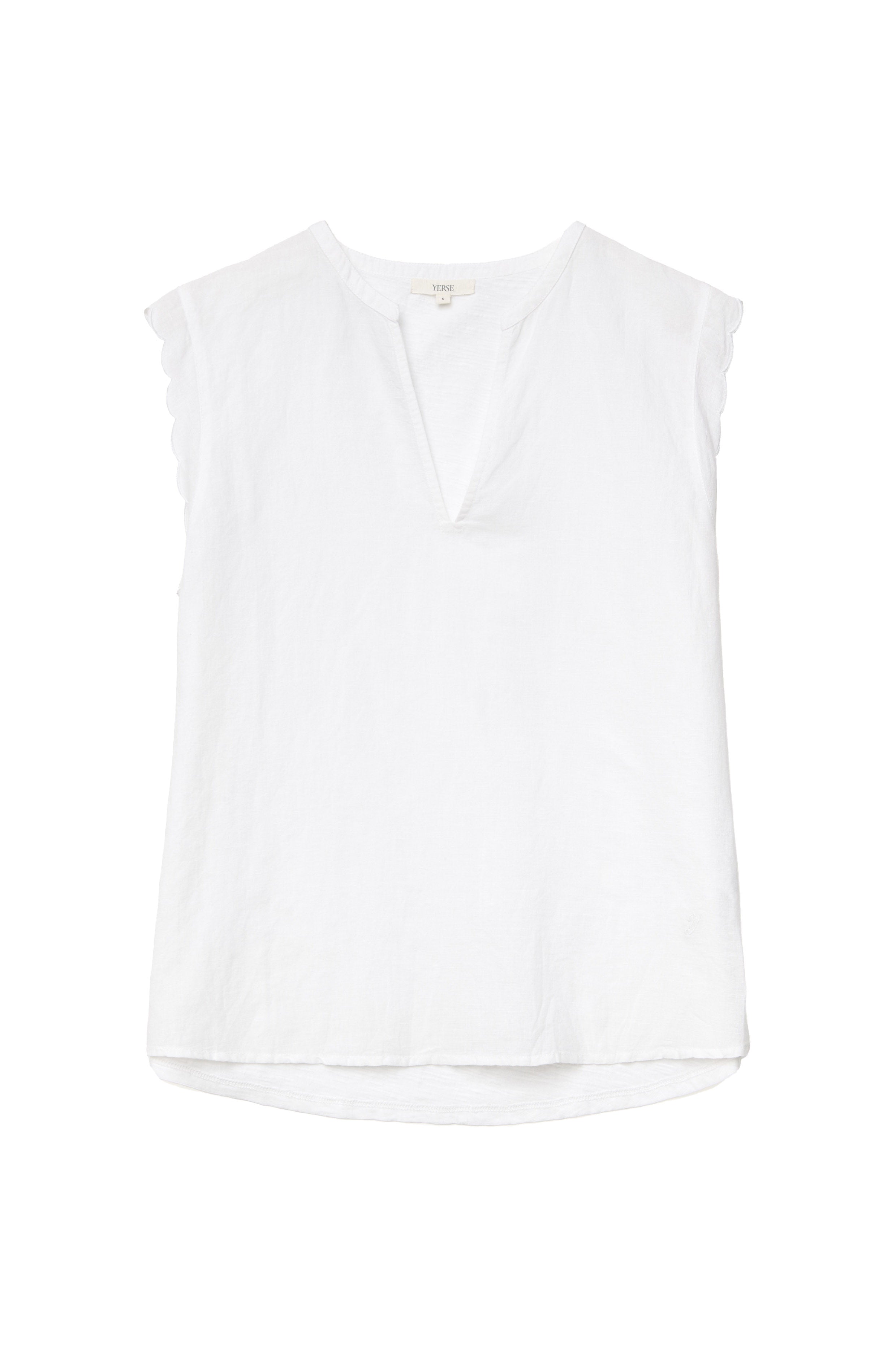 Yerse Claudie Cotton/Linen Sleeveless Top - White