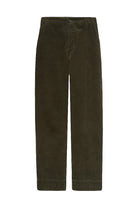 Yerse Cord Straight Trousers - Olive