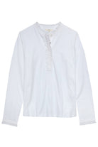 Yerse Cotton Jersey Top with Ruffles - White