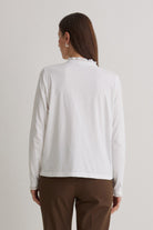 Yerse Cotton Jersey Top with Ruffles - White