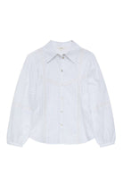 Yerse Cotton Shirt with Decorative Stitching - White