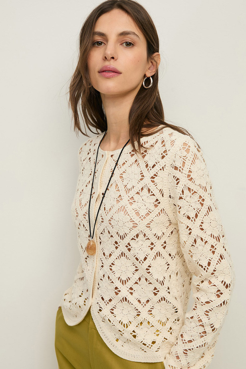 Yerse Crochet Cardigan - Ecru
