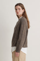 Yerse Extrafine Merino Wool Blend Cable Knit Jumper - Brown