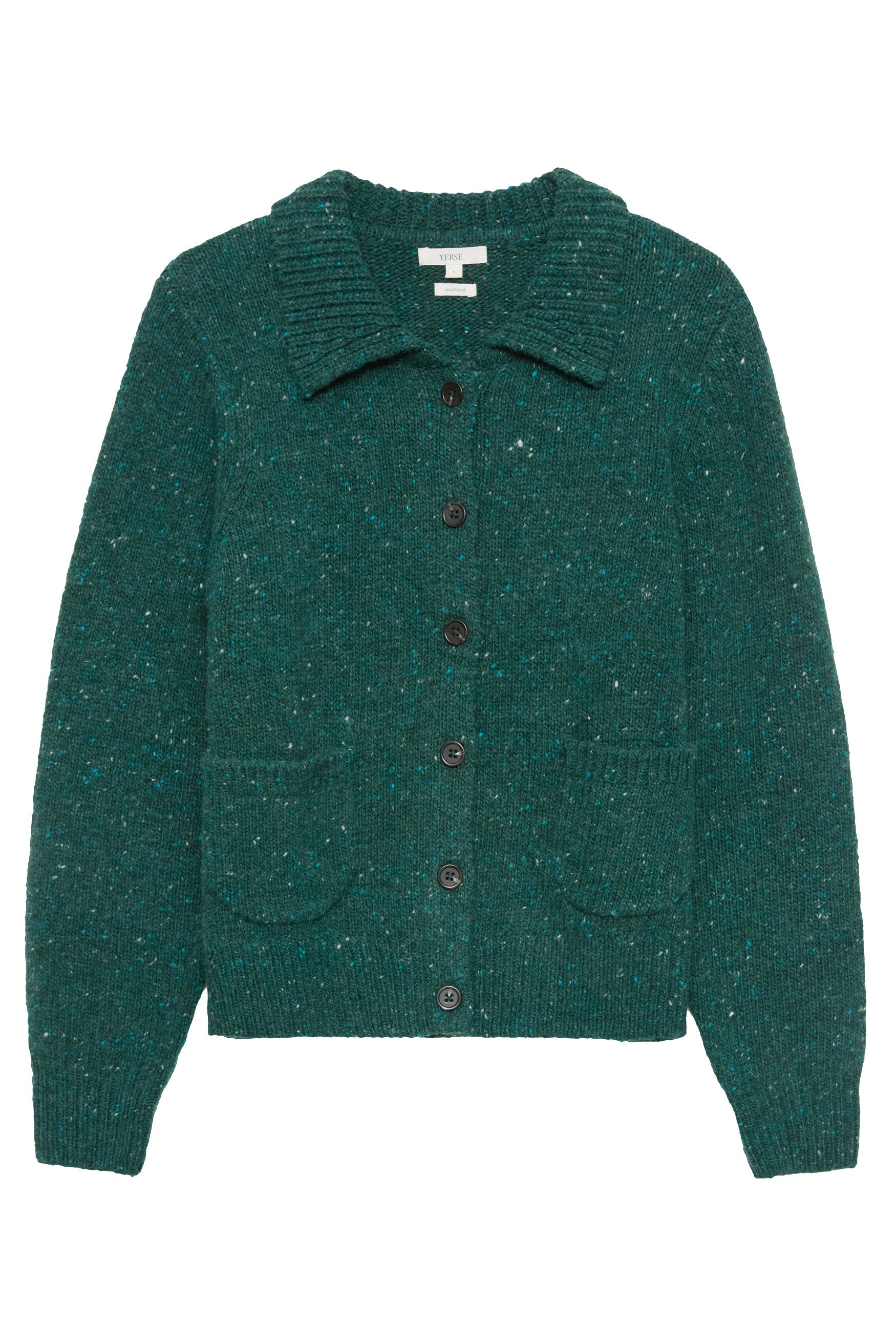 Yerse Extrafine Merino Wool Blend Cardigan - Dark Forest