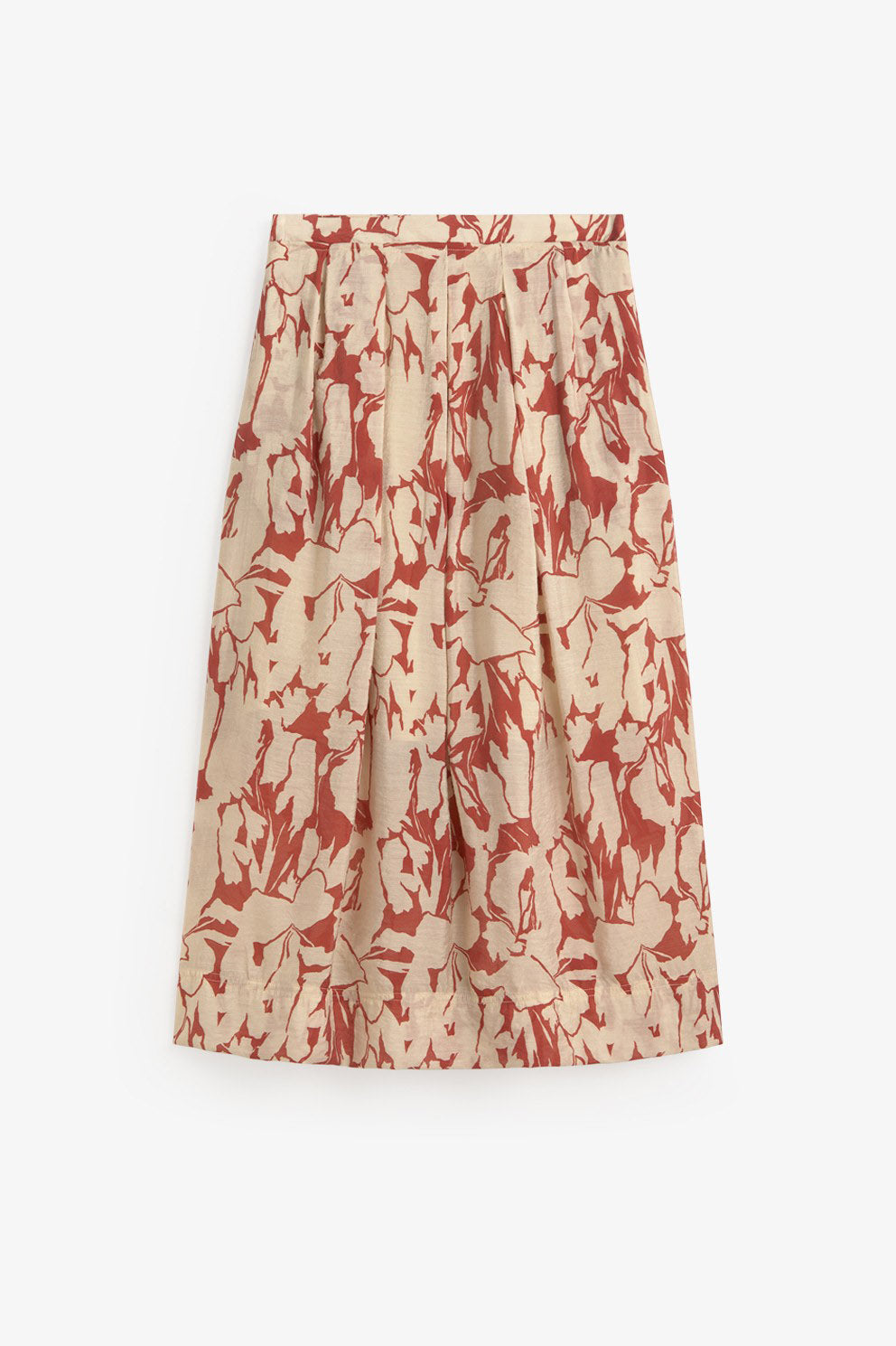 Yerse Floral Printed Midi Skirt - Dark Red