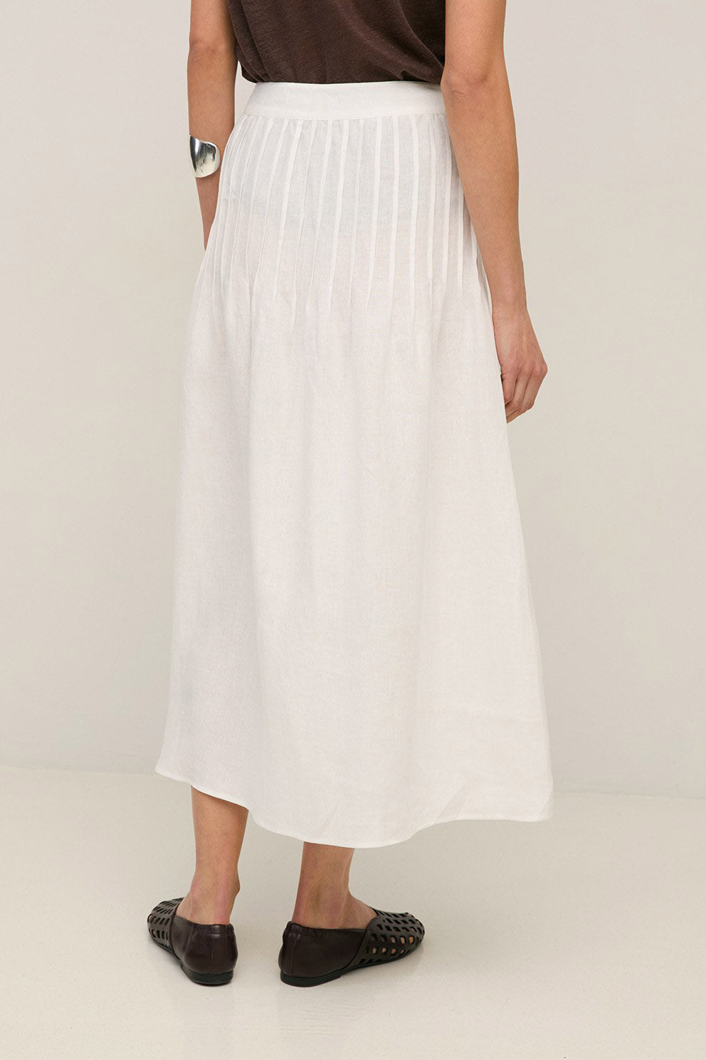 Yerse Hemp Midi Skirt - White