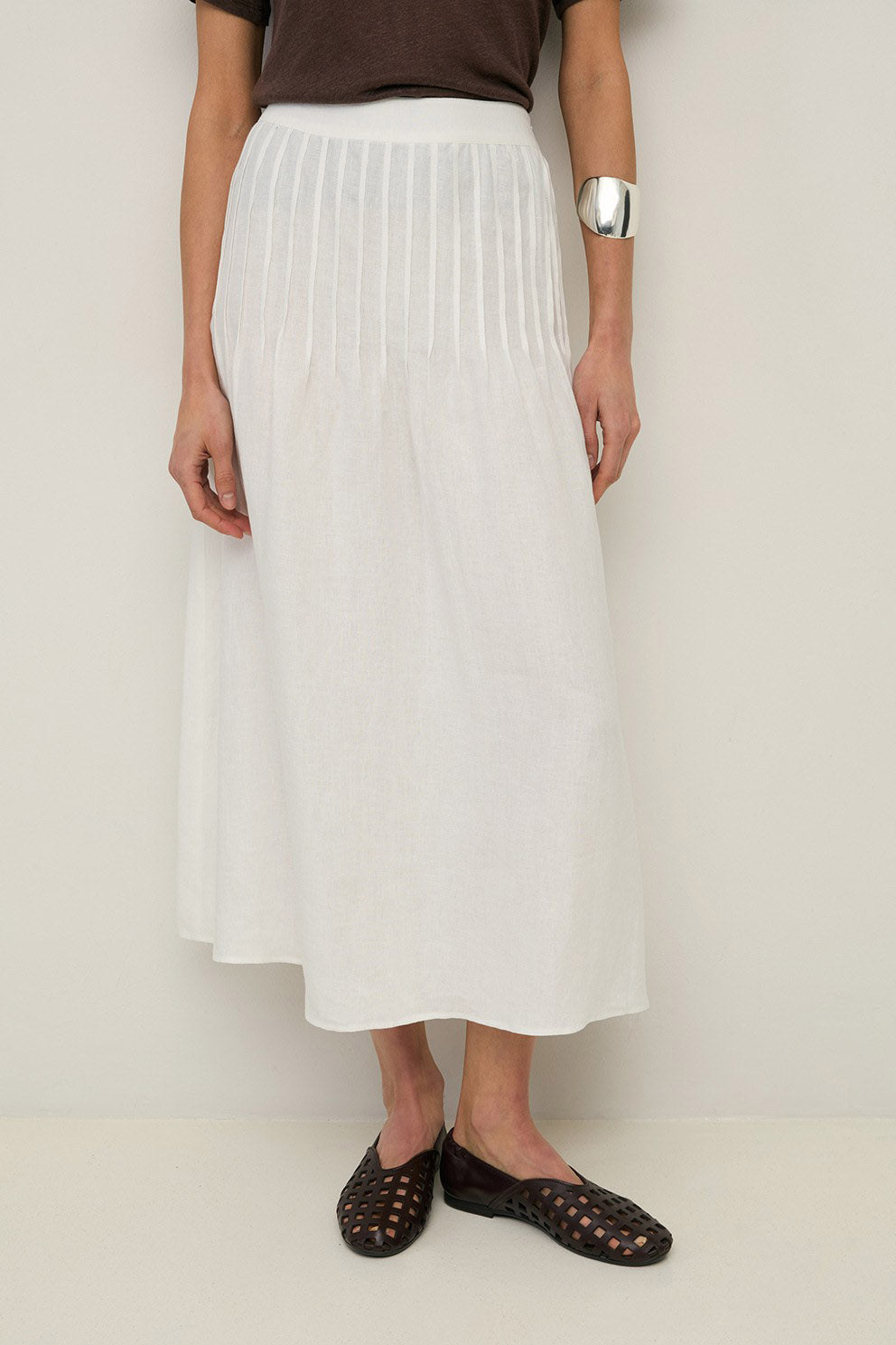 Yerse Hemp Midi Skirt - White