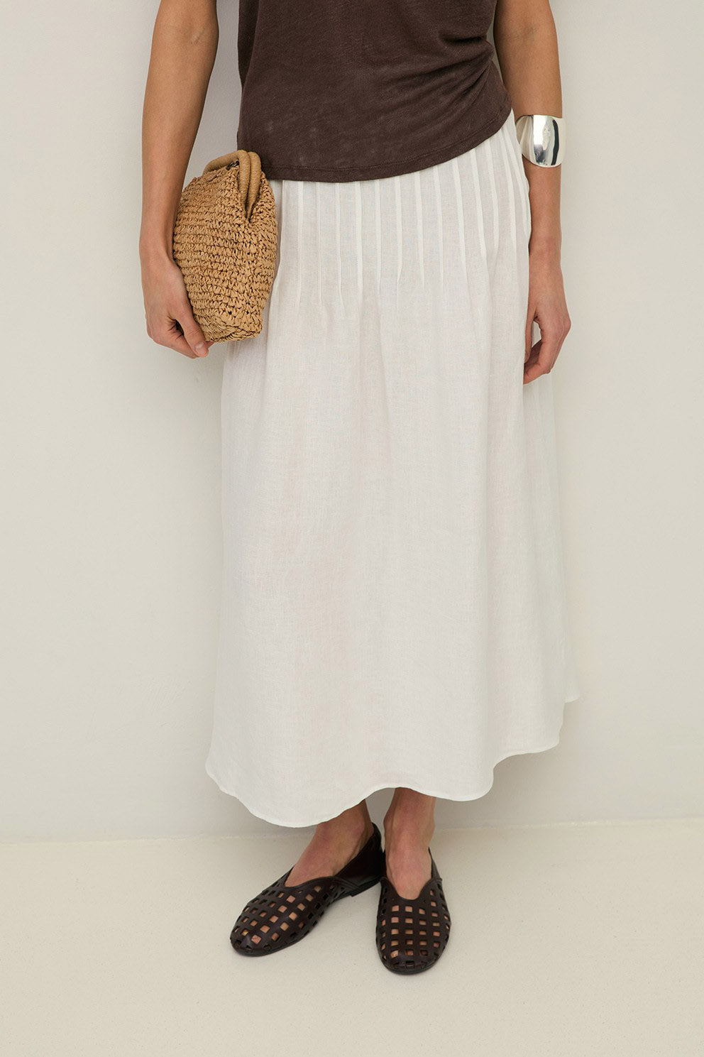 Yerse Hemp Midi Skirt - White