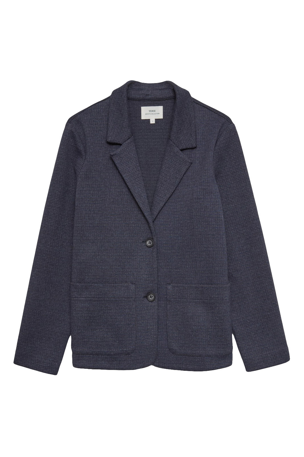 Yerse Jacquard Check Knit Blazer - Navy