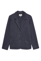 Yerse Jacquard Check Knit Blazer - Navy