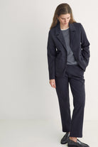 Yerse Jacquard Check Knit Blazer - Navy