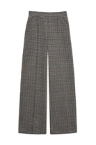 Yerse Jacquard Check Wide Leg Trousers - Grey